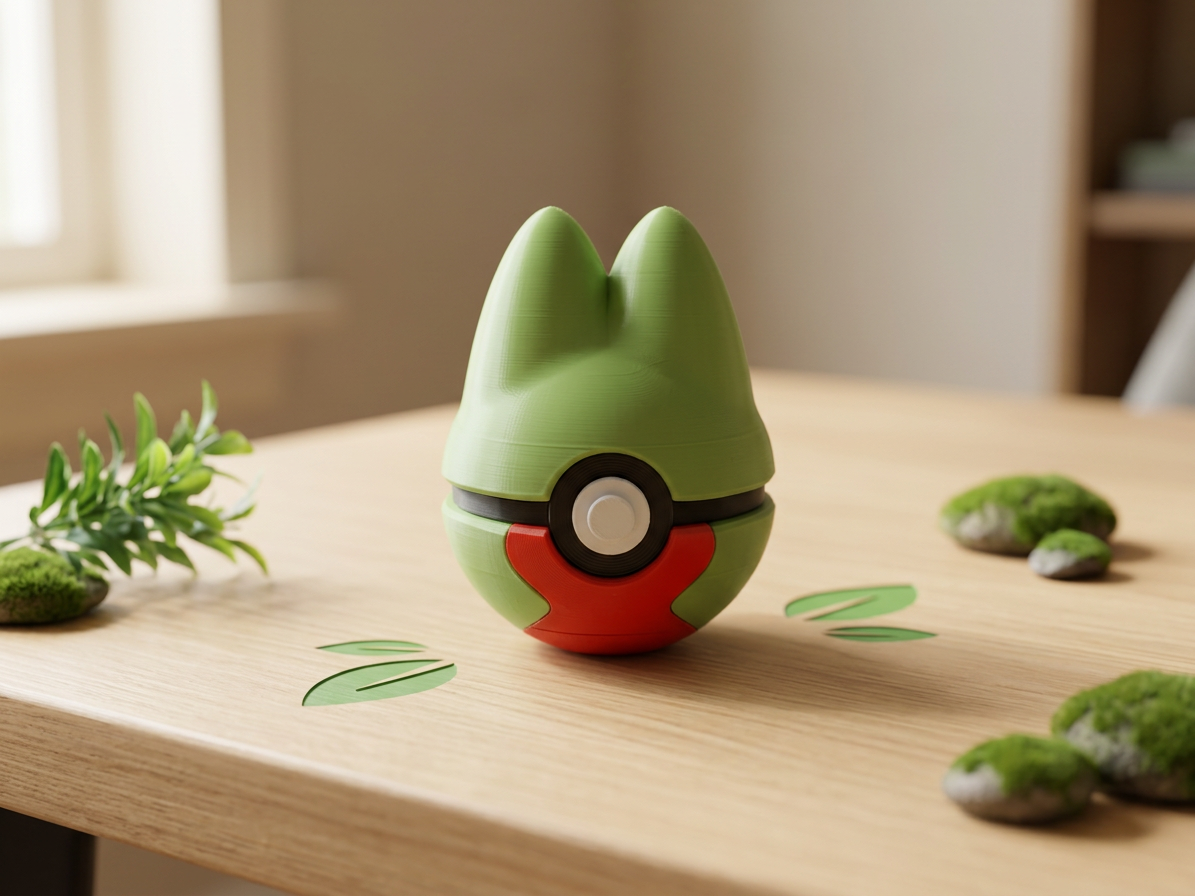 Treecko Pokeball - 3D Printed Non-Functional Display Prop 1