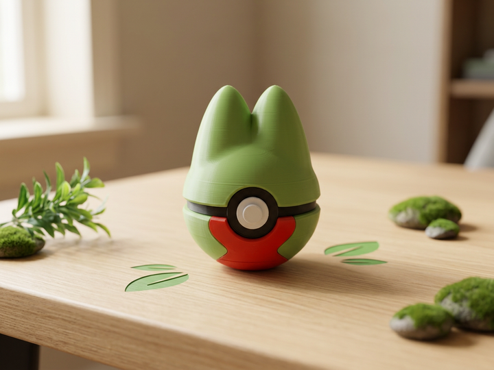 Treecko Pokeball - 3D Printed Non-Functional Display Prop