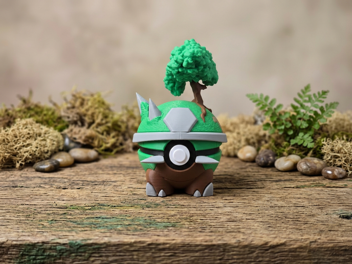 Torterra Pokeball - 3D Printed Pokemon Figure, Desk Display