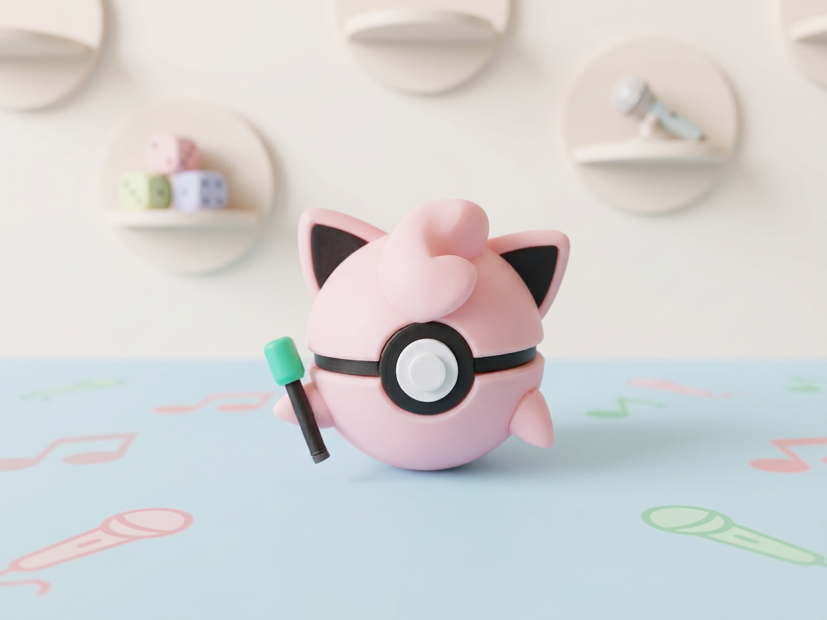 Jigglypuff Pokeball Figure, 3D Printed Fan Art Collectible 1