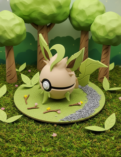 Leafeon Pokeball Figure - 3D Printed Prop for Gamer Desk Decor 4