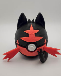 Litten Pokeball Fan Art, 3D Printed Collector Figure, Gamer Desk Decor 2