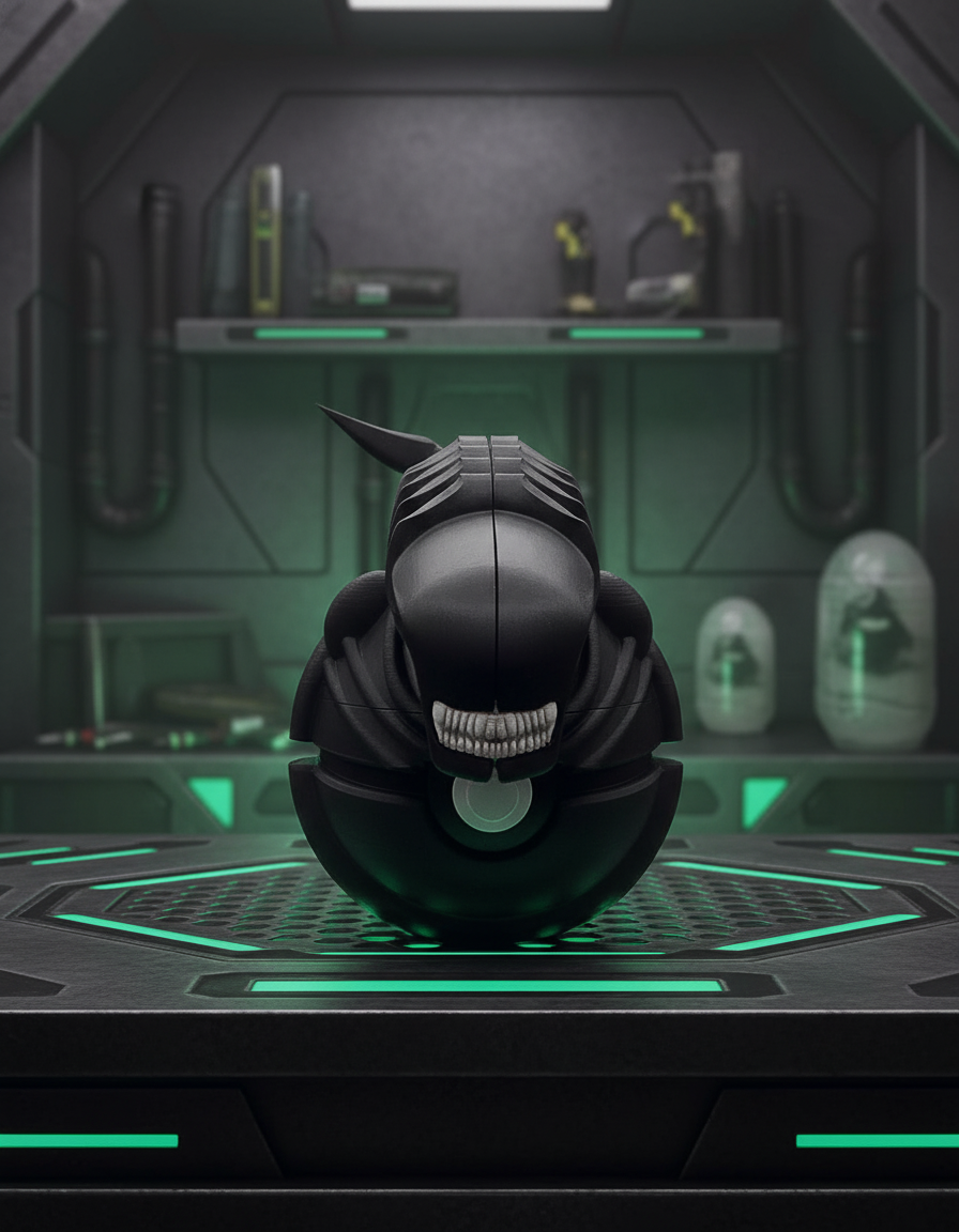 Xenomorph Pokeball - 3D Printed Sci-Fi Horror Collectible Desk Decor 1