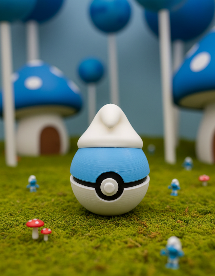 Smurf Pokeball Prop - 3D Printed Gamer Desk Decor
