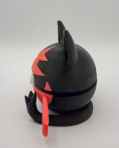 Litten Pokeball Fan Art, 3D Printed Collector Figure, Gamer Desk Decor 3