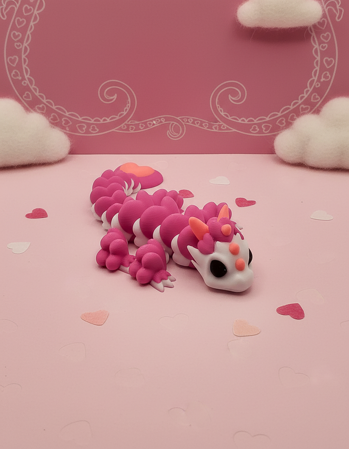 Articulated Heart Dragon - Small Pink Fidget Toy