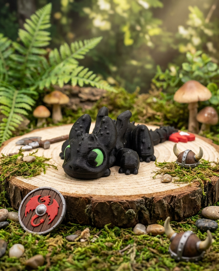 Articulated Toothless Mini Dragon, Poseable Fidget Desk Toy