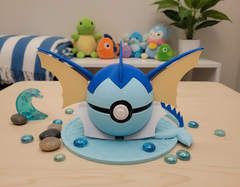 Vaporeon Pokeball - 3D Printed Figure, Video Game Replica 1