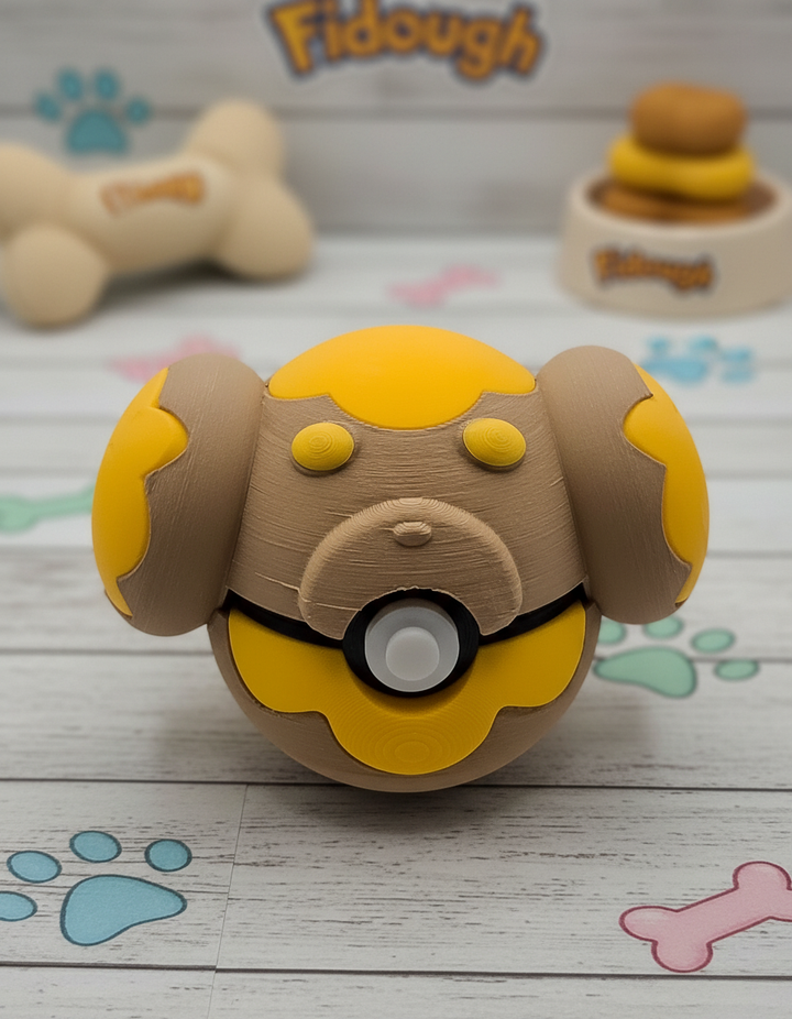 Fidough Pokeball Replica, 3D Printed Prop for Cosplay and Desk Decor