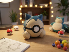 Snorlax Pokeball - 3D Printed Pokemon Figure, Desk Accessory 3