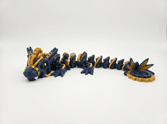 Articulated Steampunk Dragon - Small Figure - Blue and Gold 4
