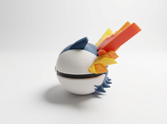 Cyndaquil Pokeball Replica - 3D Printed Figure for Gamer Desk Decor 3