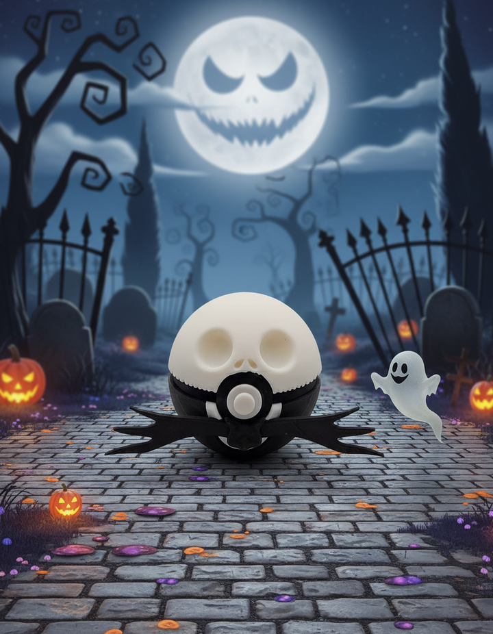 Jack Skellington Pokeball, 3D Printed Display Figure, Halloween Geek Decor