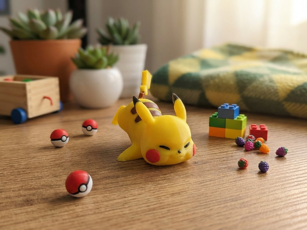 Clumsy Pikachu Figurine, 3D Printed Gamer Desk Decor 1