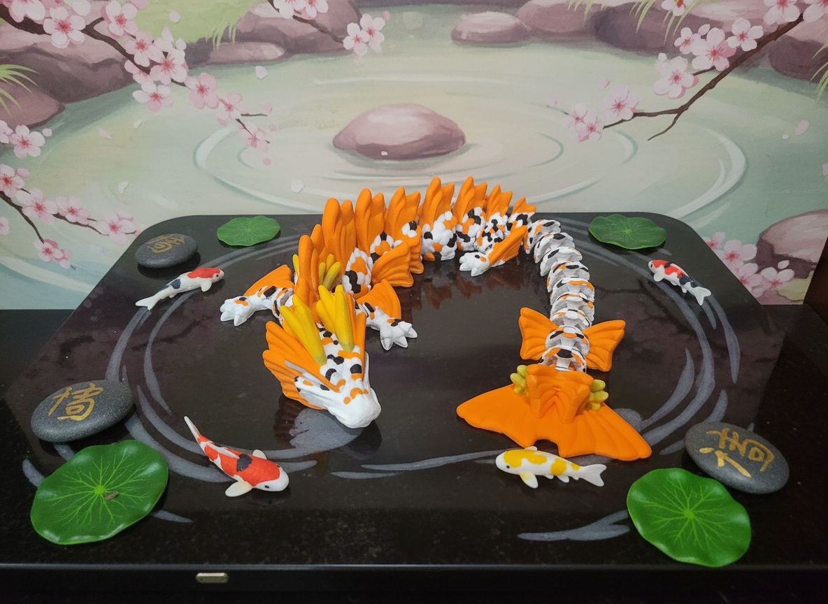 Articulated Koi Dragon - Large 24" 3D Printed Fidget Toy 1