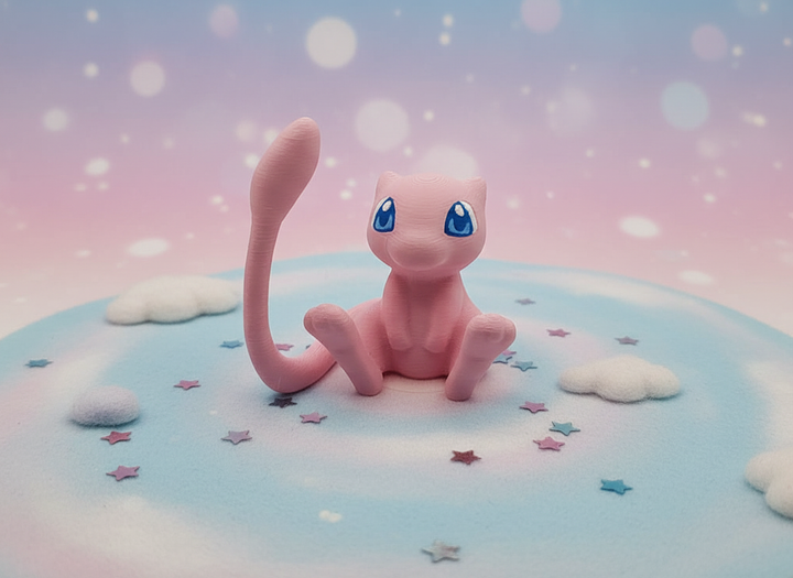 Mew Mini Figure - 3D Printed Pokemon Figurine, Geek Desk Decor