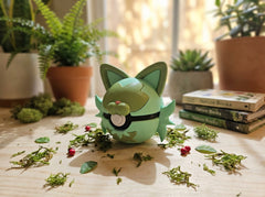 Sprigatito Pokeball Figure, 3D Printed Grass Cat Gamer Desk Decor 5