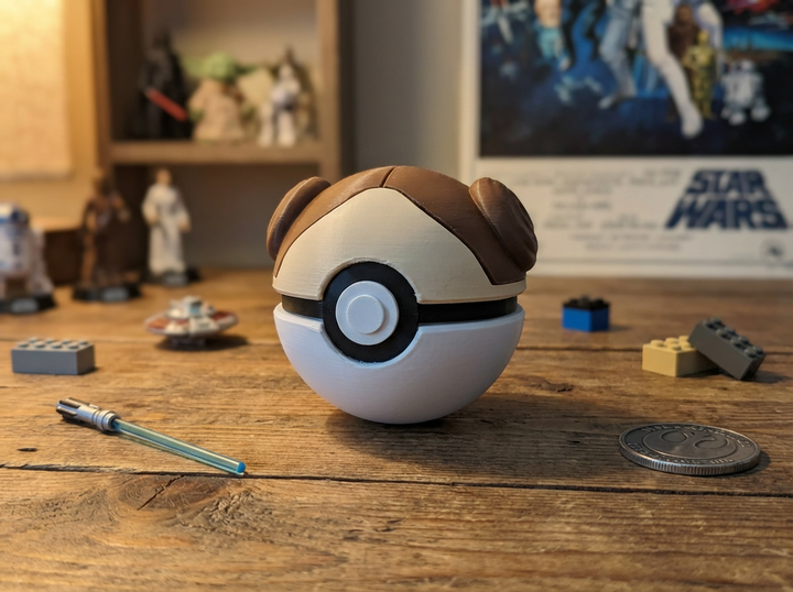 Princess Leia Pokeball - Sci-Fi Mashup, 3D Printed Desk Decor Collector Prop