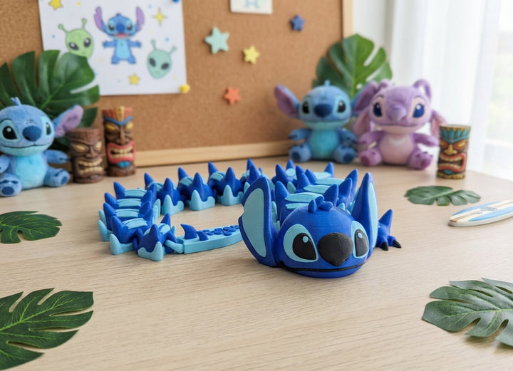 Articulated Stitch Dragon - Large 3D Printed Fidget Toy Figure