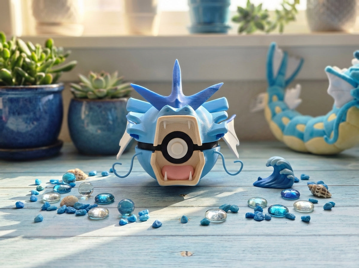 Gyarados Pokeball Replica, 3D Printed Video Game Decor 1