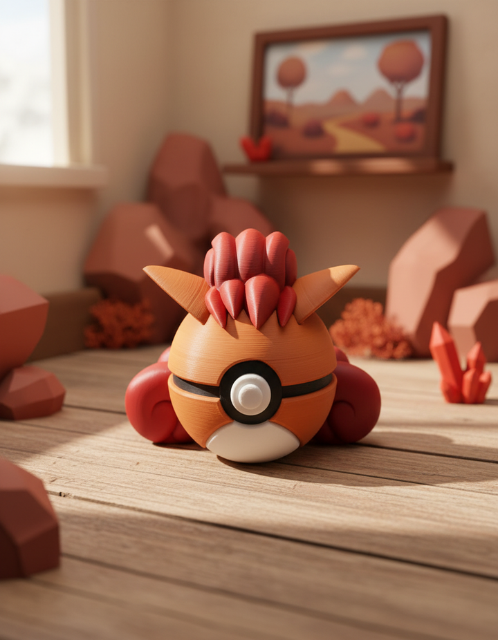 Vulpix Pokeball Figure, 3D Printed Gaming Prop, Desk Decor