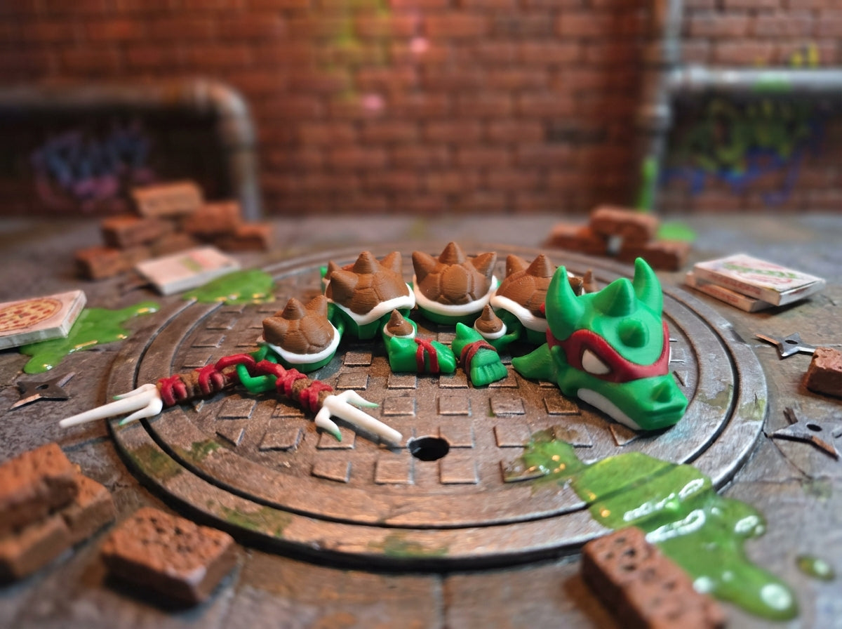 Articulated Raphael Turtle Dragon Figure - TMNT Inspired Desk Toy 1