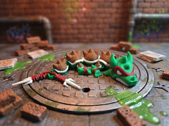 Articulated Raphael Turtle Dragon Figure - TMNT Inspired Desk Toy