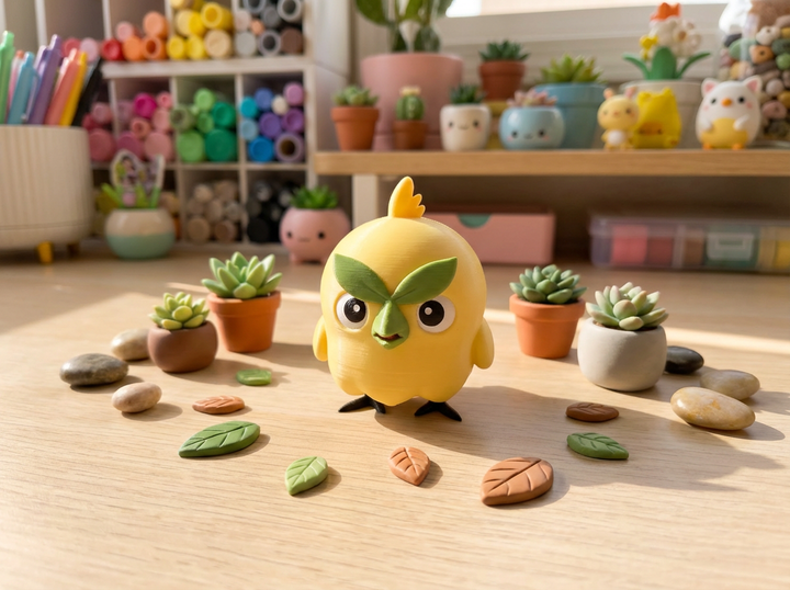 Browt Figurine, Pokémon-Inspired Fan Art, 3D Printed Desk Decor