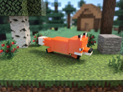 Minecraft Fox Figure - 3D Printed Voxel Art, Gamer Desk Decor 3