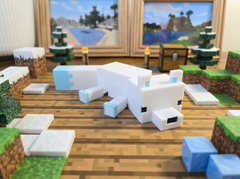 Minecraft Arctic Fox Figure, 3D Printed Pixel Art Statue 1