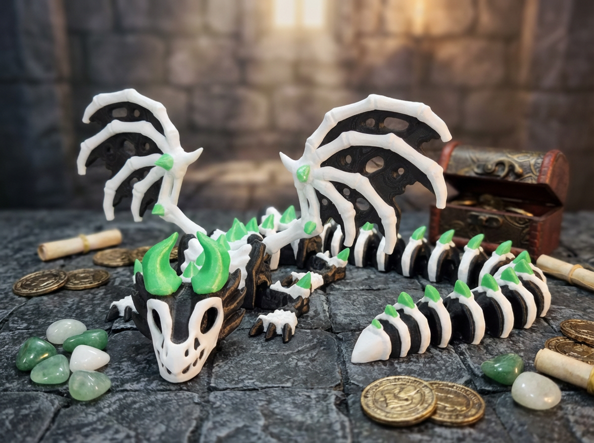 Articulated Skeleton Dragon with Wings - Fidget Desk Toy and Fantasy Figure 1