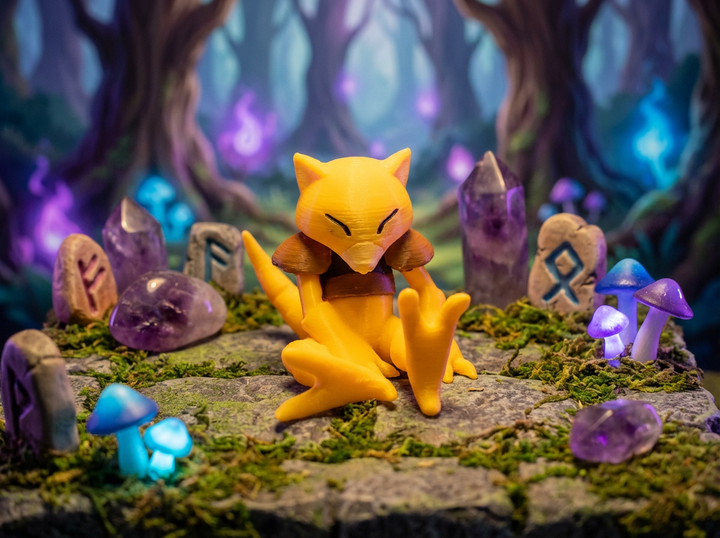Abra PokeMini Figure - 3D Printed Psychic Pokemon Statue