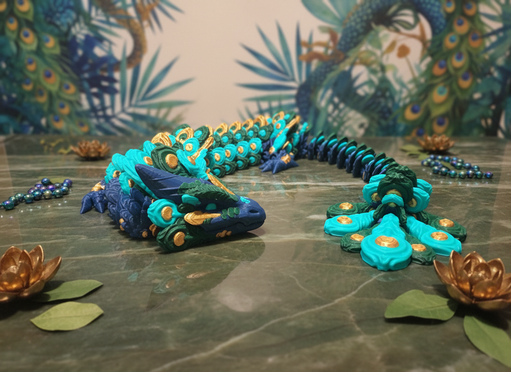 Articulated Peacock Dragon - 28 Inch 3D Printed Fidget Toy Figure
