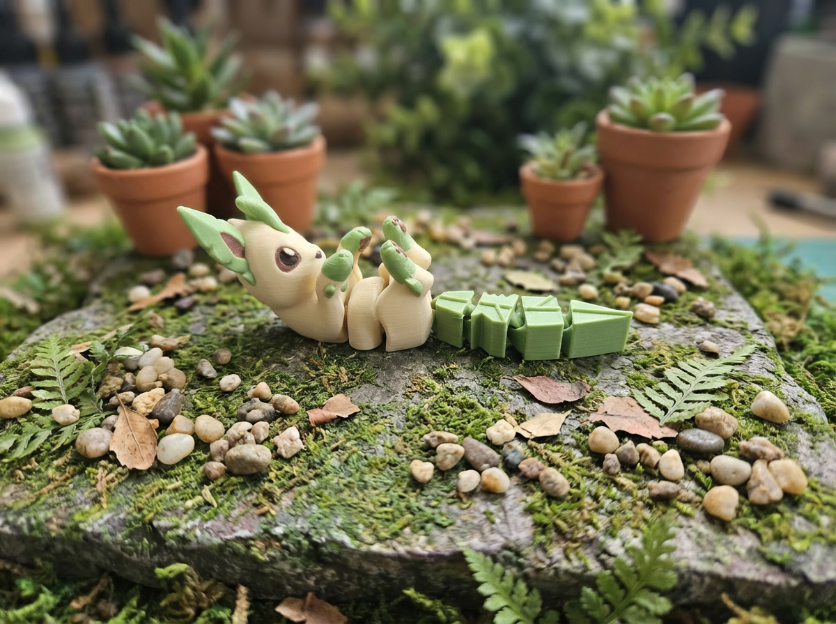 Flexi Leafeon Figurine - Articulated Fidget Desk Toy 1