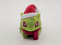 Christmas Bulbasaur Figure - 3D Printed Holiday Desk Decor 2
