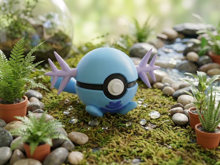 Wooper Pokeball - 3D Printed Prop Replica, Gamer Desk Decor