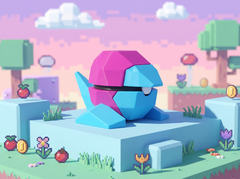 Porygon Pokeball - 3D Printed Low Poly Video Game Replica, Gamer Desk Decor 1