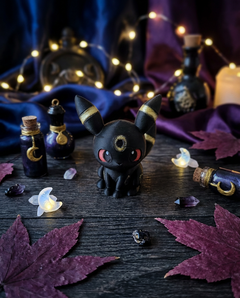 Umbreon Figure, 3D Printed Fan Art - Black and Gold Desk Decor 1