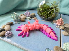 Flexi Axolotl Figurine - Articulated Fidget Toy, Pink Desk Pet 1