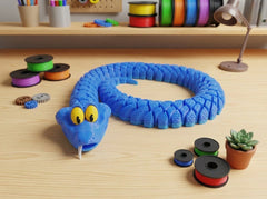 Articulated Snake Fidget Toy - Large Blue Desk Pet Figure 3
