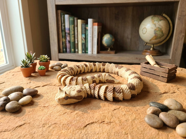 Articulated Horned Snake, 3D Printed Fidget Toy, Desert Viper Figure