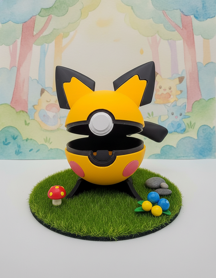 Pichu Pokeball Replica - Functional Prop for Cosplay and Gamer Desk Decor