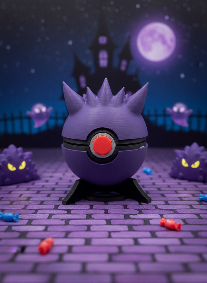 Gengar Pokeball - Functional 3D Printed Replica for Gaming Decor