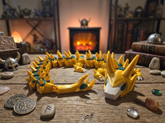 Articulated Loki Dragon - 3D Printed Gold & Green Mythical Figure 3