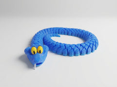 Articulated Snake Fidget Toy - Large Blue Desk Pet Figure 2