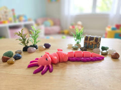 Flexi Axolotl Figurine - Articulated Fidget Toy, Pink Desk Pet 2