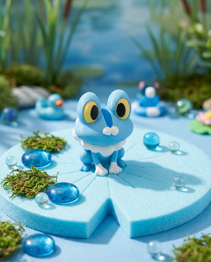 Froakie Figurine - 3D Printed Pokémon Miniature, Gamer Desk Decor