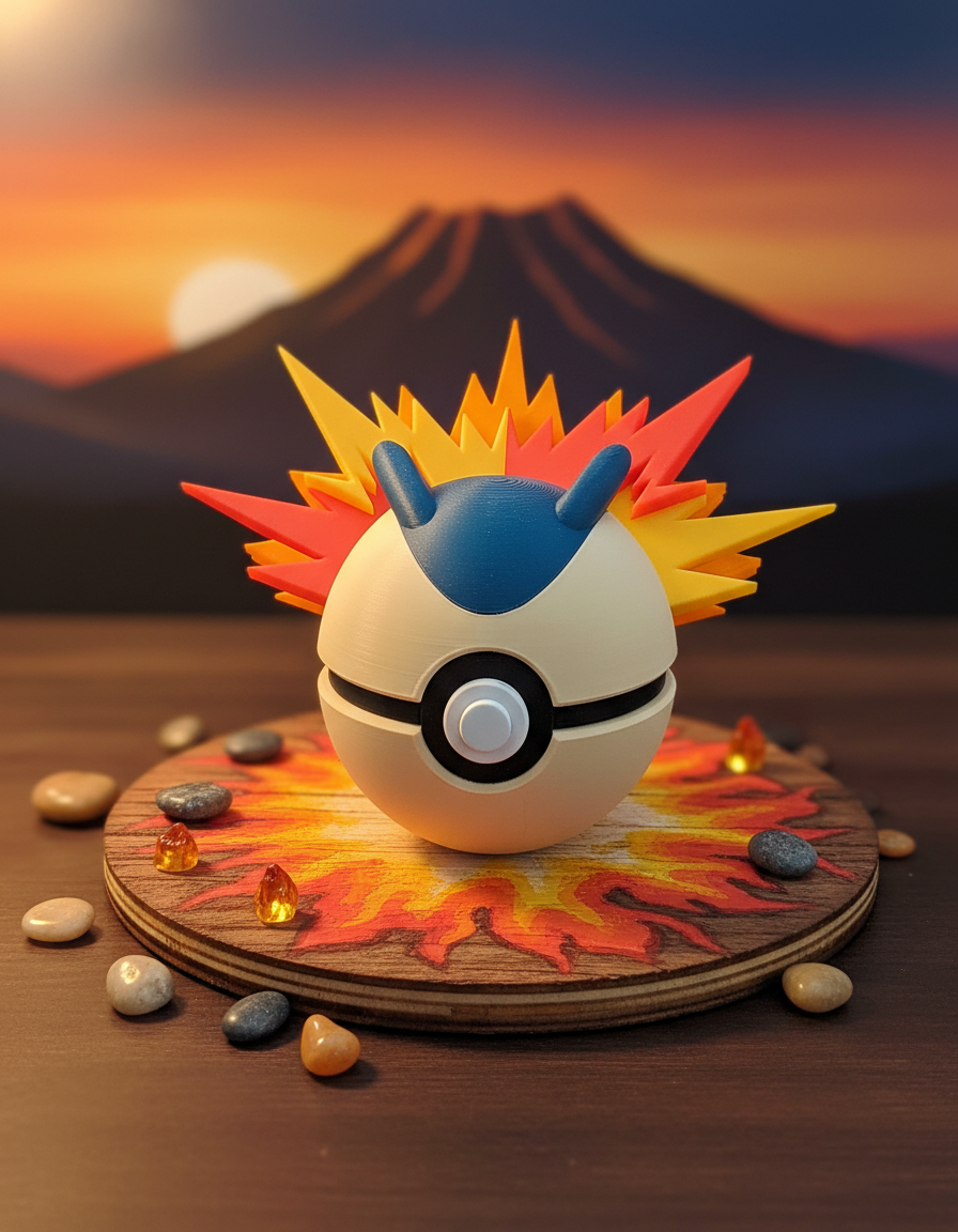 Typhlosion Pokeball - 3D Printed Figure, Video Game Decor 1