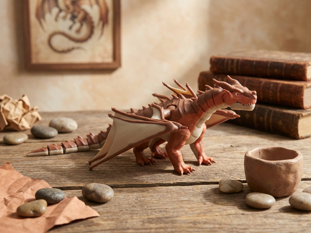 Articulated Mudwing Dragon Figure - Wings of Fire Inspired Model 1
