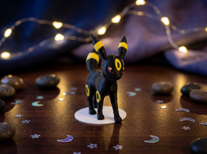 Umbreon Figure - 3D Printed Mini Statue - Eeveelution Gamer Desk Decor